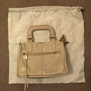 HOBO Adley linen top handle crossbody leather bag